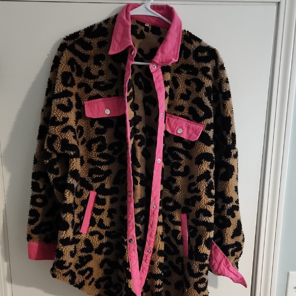 Leopard Print Jacket with Pink Accents